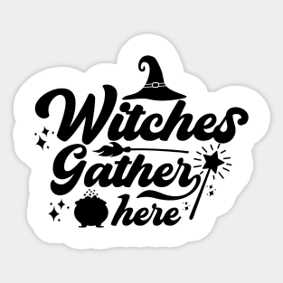 halloween witches gather here text art design Sticker